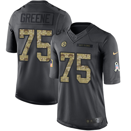 Nike Steelers #75 Joe Greene Black Men's Stitched NFL Limited 2016 Salute to Service Jersey - Click Image to Close